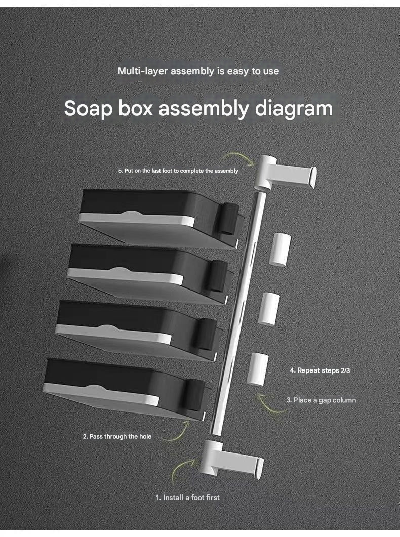 Rotatable soap box wall-mounted non-perforated drainable toilet bathroom