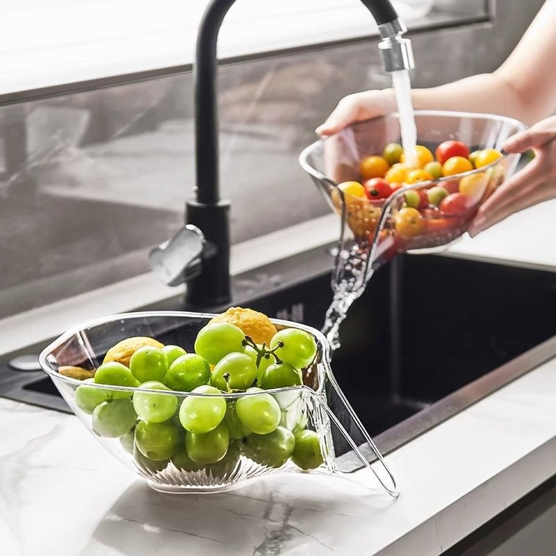 Drain basket multifunctional household sink kitchen fruit washing drain bowl net celebrity creative fruit plate new style vegetable washing basin