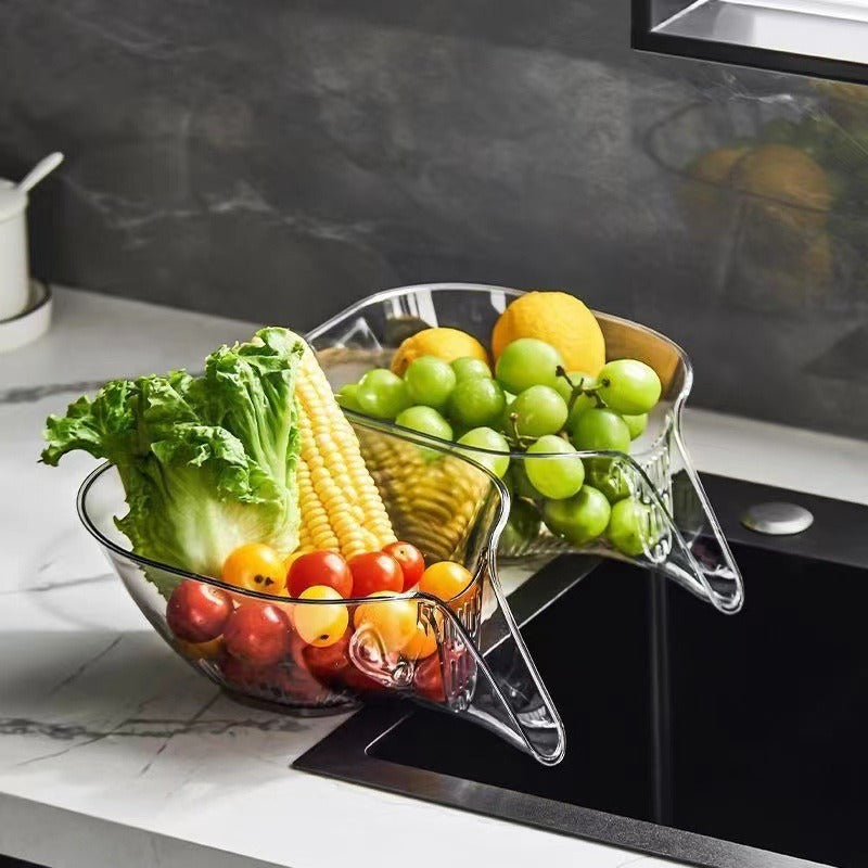 Drain basket multifunctional household sink kitchen fruit washing drain bowl net celebrity creative fruit plate new style vegetable washing basin